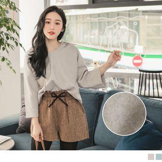 V-neck Drawstring Loose Hoodie