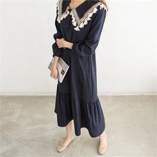 Sailor-collar Tasseled Long Dress
