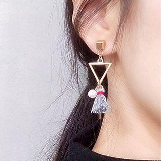 Tassel Alloy Geometric Dangle Earring 1 Pair - 0905 - Gray Tassel - Gold - One Size