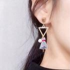 Tassel Alloy Geometric Dangle Earring 1 Pair - 0905 - Gray Tassel - Gold - One Size