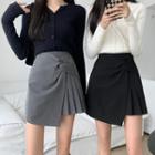 Plain Knotted Asymmetrical Accordion Pleat Skirt