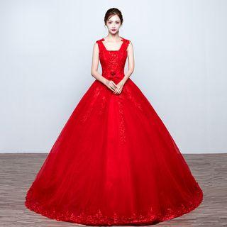 Rhinestone Embroidered Wedding Ball Gown