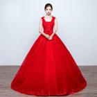 Rhinestone Embroidered Wedding Ball Gown