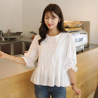 Bell-sleeve Lace-detail Top