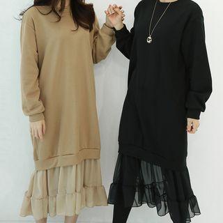 Chiffon-hem Midi Pullover Dress