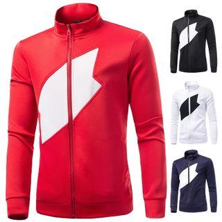 Print Stand Collar Zip Jacket