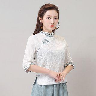 Elbow-sleeve Floral Embroidered Hanfu Top