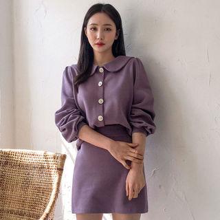 Set: Sailor-collar Cardigan + Mini Skirt