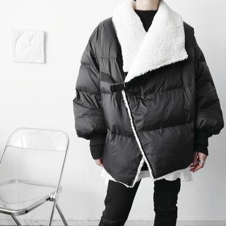 Fleece-lined Padded Buckled Coat