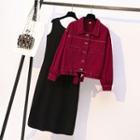 Denim Jacket / Midi A-line Dress / Set