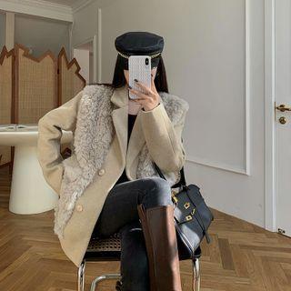 Faux Fur Panel Single Breasted Blazer