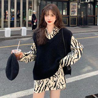 Animal Print Shirt / Sweater Vest