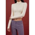 Turtle-neck Slim-fit Crop Top