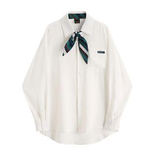Plaid Blouse With Printed Bow