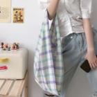 Plaid Shopper Bag Plaid - Blue & Purple - One Size