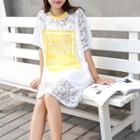 Printed Short Sleeve Lace T-shirt Dress
