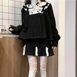 Contrast Sailor Collar Top / Mini A-line Skirt