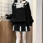 Contrast Sailor Collar Top / Mini A-line Skirt