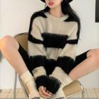 Striped Fluffy Sweater Stripe - One Size
