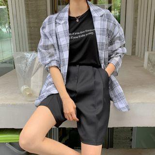 Loose-fit Sheer Plaid Blazer