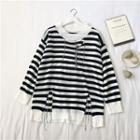 Striped Ripped Sweater White - One Size