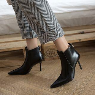 Genuine Leather High-heel Pointed Ankle Boots