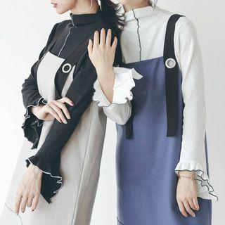 Bell-sleeve Mock Neck Top