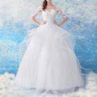 Elbow-sleeve Lace Panel Wedding Ball Gown