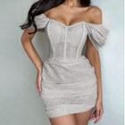 Off-shoulder Glitter Mini Corset Dress