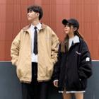 Couple Matching Letter Print Jacket