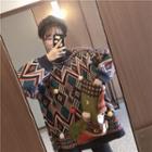 Pompom Pattern Oversized Sweater