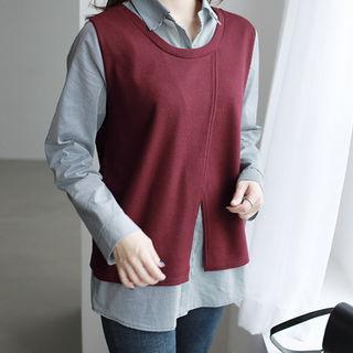Inset Split Top Stripe Shirt