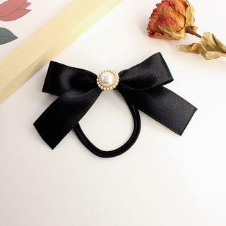 Ribbon Faux Pearl Hair Clip 1 Pc - Black - One Size
