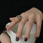 Heart Checker Alloy Open Ring Check - Black & White - One Size