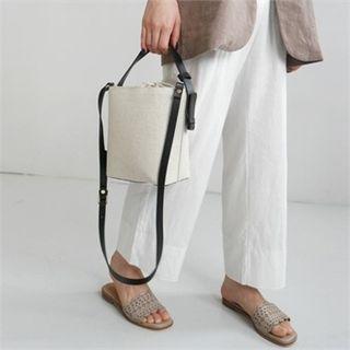 Faux-leather Bucket Bag With Strap