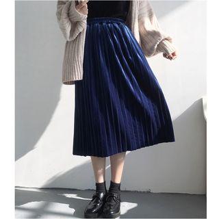 Pleuche Midi A-line Skirt