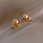 Faux Pearl Alloy Mermaid Tail Cuff Earring 1 Pair - Silver Needle - As Shown In Figure - One Size