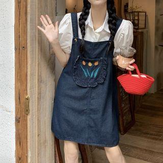 Short-sleeve Blouse / Denim Overall Dress