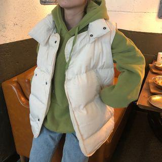 Button-up Padded Vest / Plain Hoodie