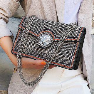 Plaid Faux Leather Flap Crossbody Bag