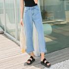 Side-slit Cropped Straight Cut Jeans