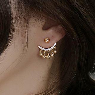 Beaded Ear Jacket 1 Pair - Gold - One Size
