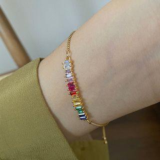 Rhinestone Necklace E150 - Blue & Yellow & Red & Purple & White - One Size