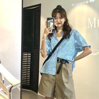 Floral Print Shirt Floral Print - Blue - One Size