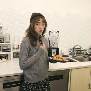 Button-detail Sweater Gray - One Size