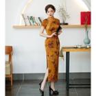 Short-sleeve Pattern Qipao Dress