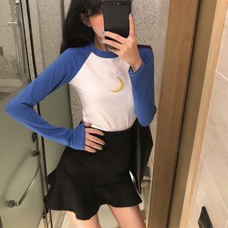 Raglan Long-sleeve T-shirt / A-line Skirt
