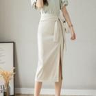 Cap-sleeve Blouse / Midi Skirt