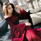 Off-shoulder Bell-sleeve A-line Midi Dress
