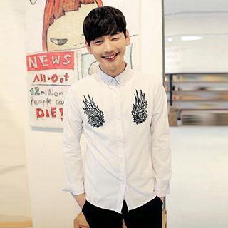 Couple Long-sleeve Applique Shirt